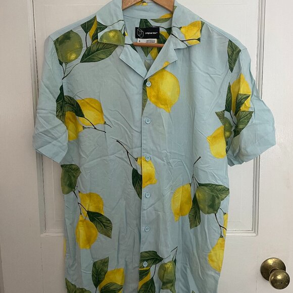 Lemon Patterned Collared T-shirt - Picture 1 of 3